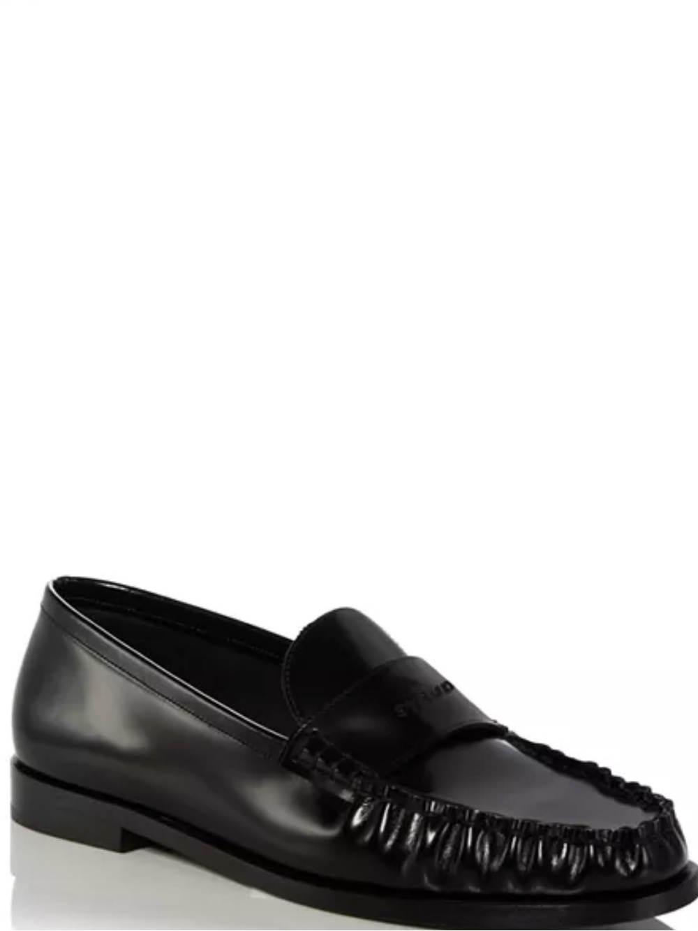 STAUD Black Women's Loulou Loafers - Polished Leather Slip-Ons